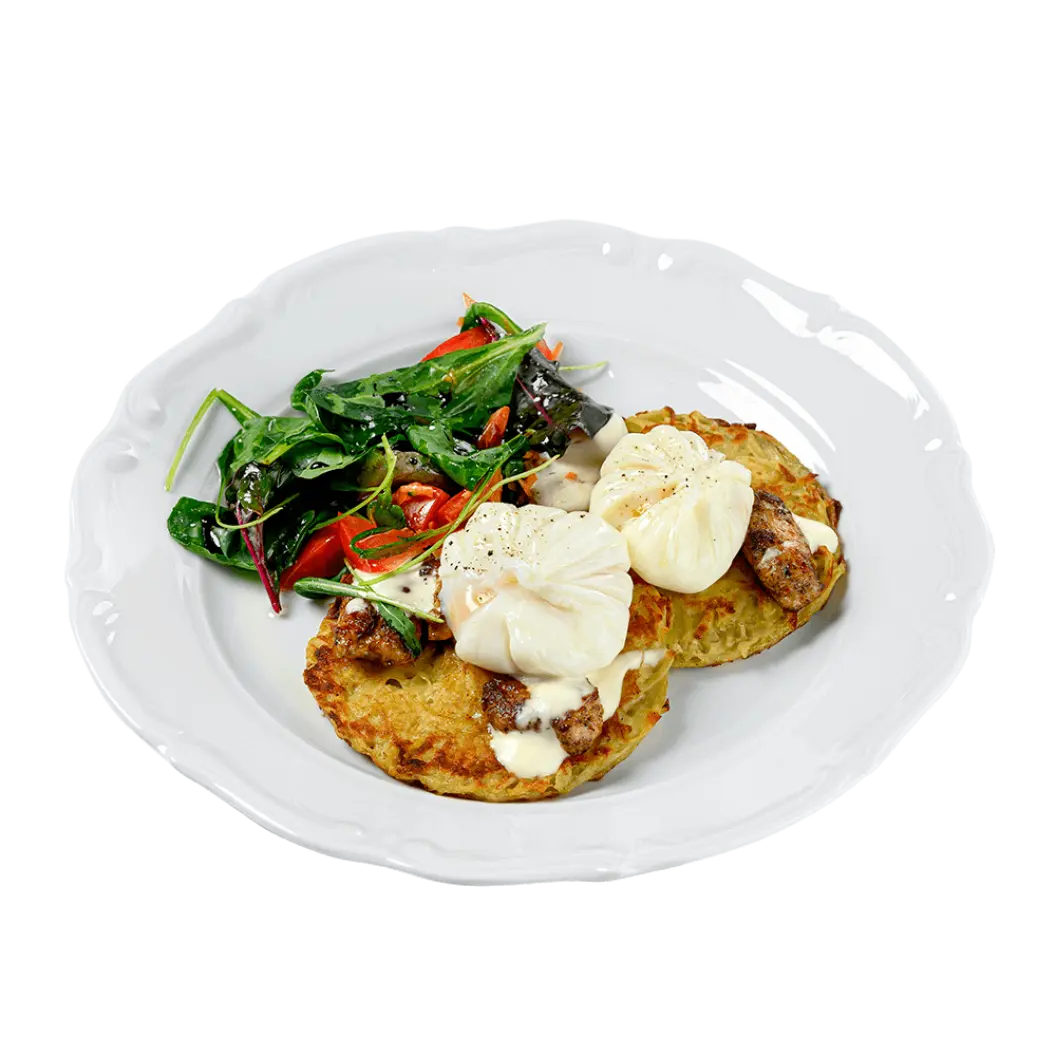 Frensis: Картофельные драники с курицей и сырным соусом