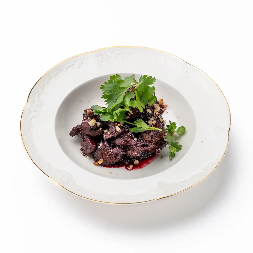 Нино играет в домино: Жареная куриная печень с вишнёвым соусом