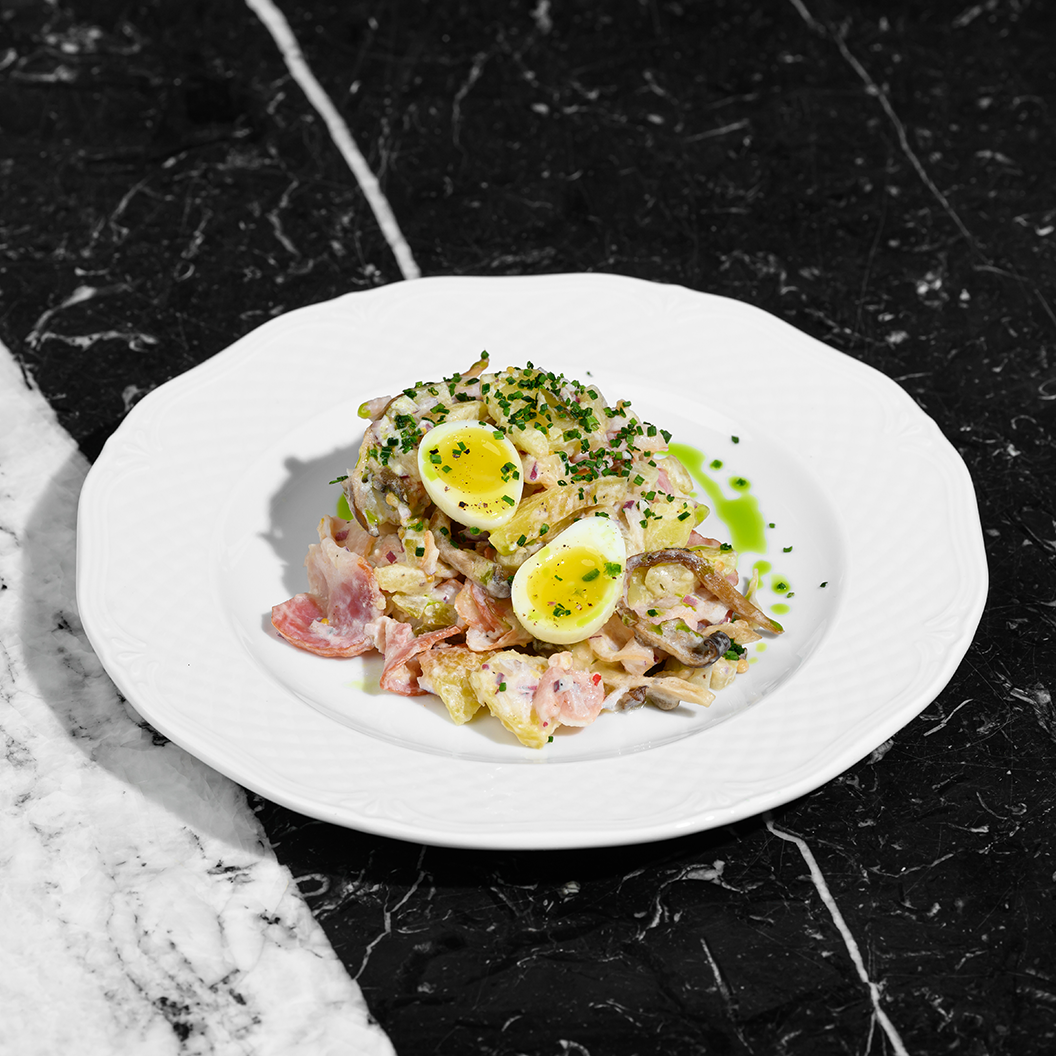 Пижоны: Картофельный салат с грибами конфи