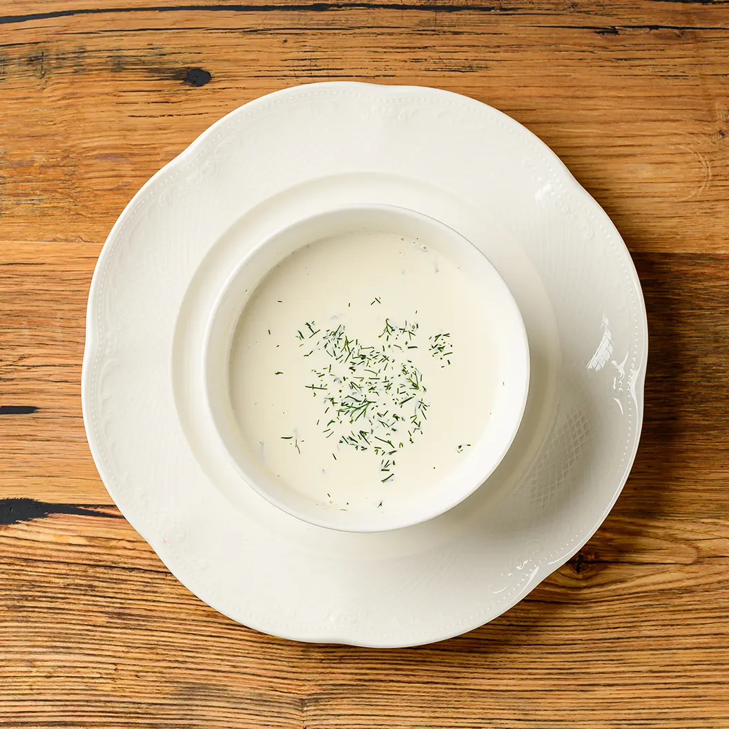 Сыр Бор: Сливочный суп с курицей, домашней лапшой и грибами