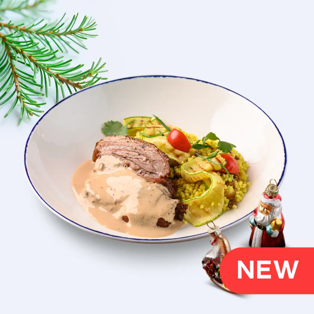 Ялта: Запеченная буженина с разварным пшеном и сливочно-мясным соусом