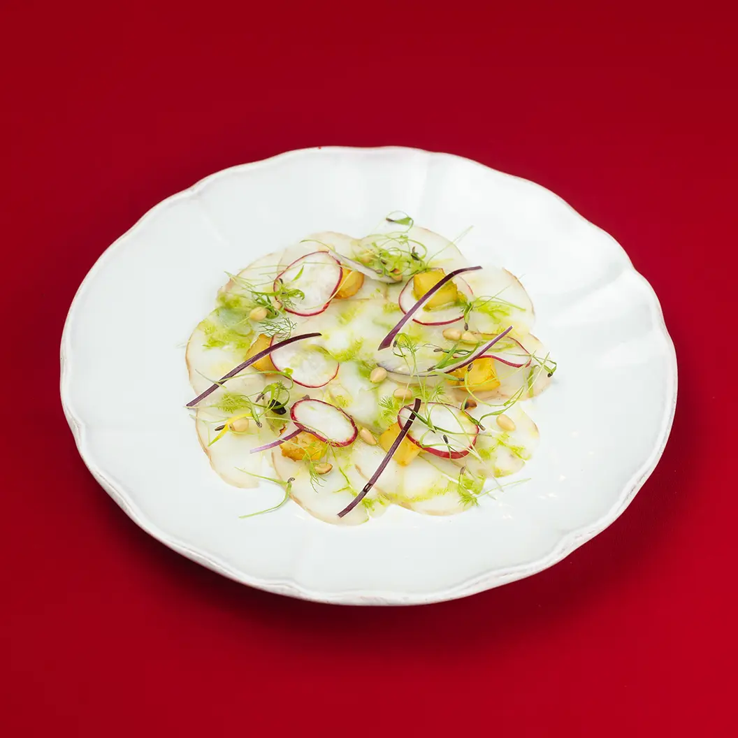 Сыр Бор: Карпаччо из копченой трески с картофелем