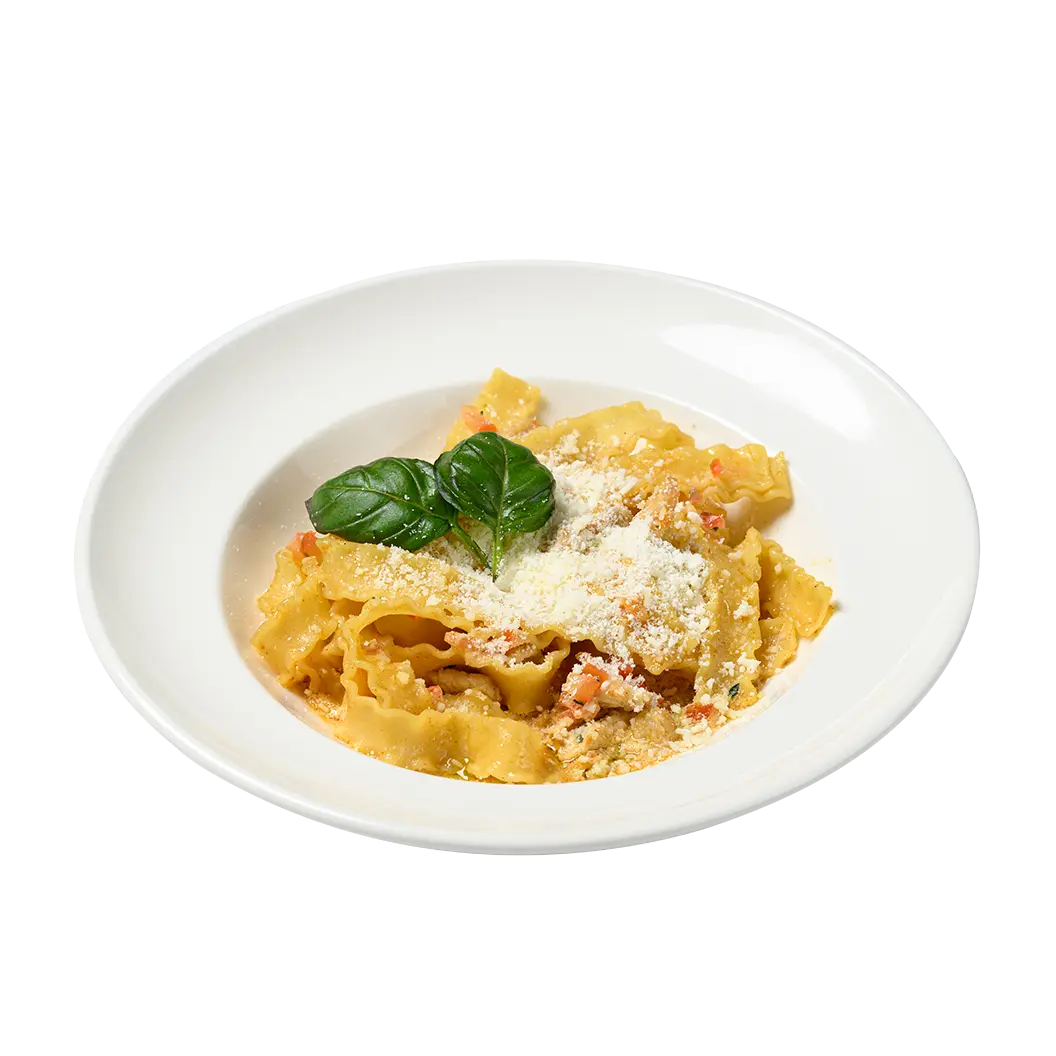 Мама Пицца: Мафальдине с индейкой в соусе карри