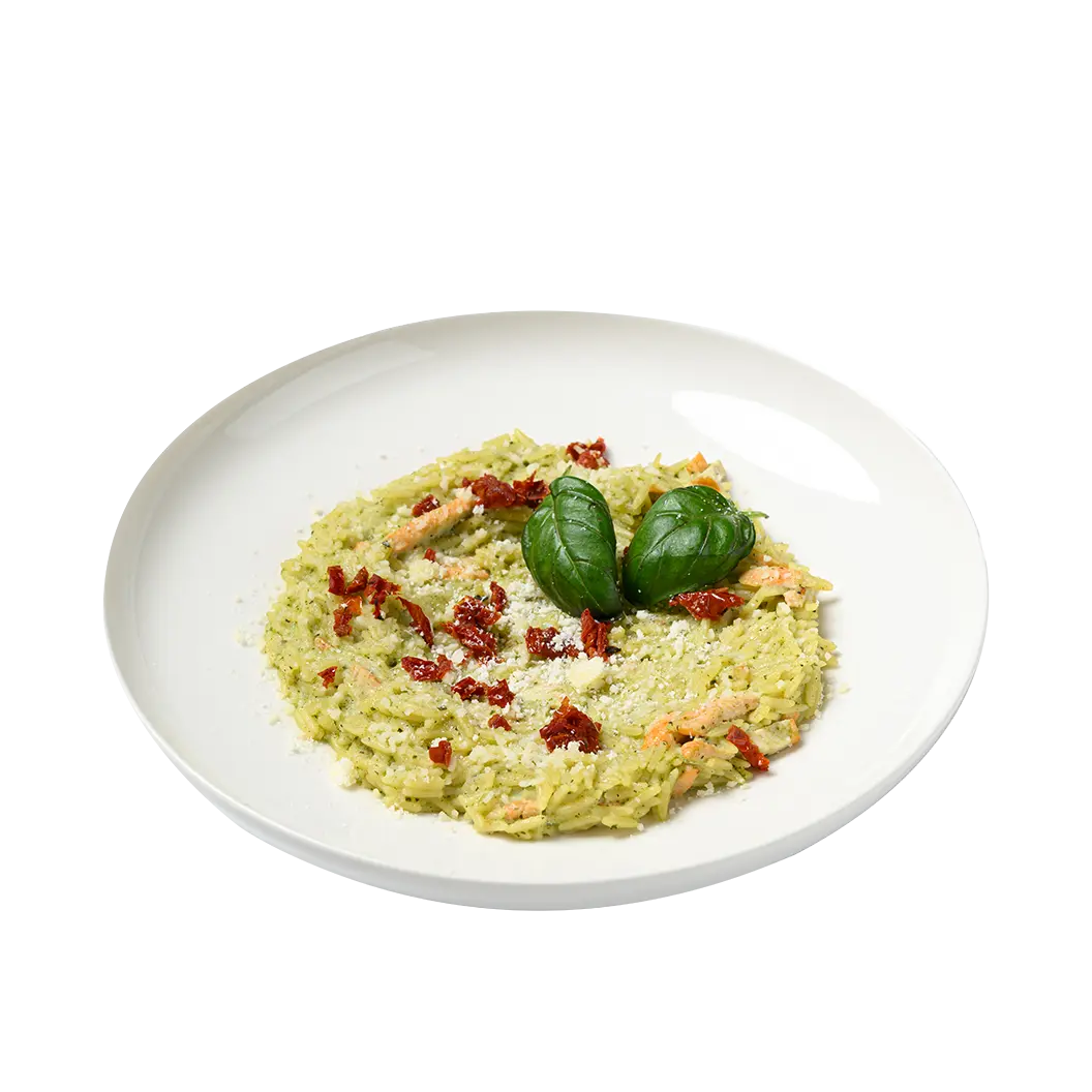 Мама Пицца: Орзо с курицей и песто