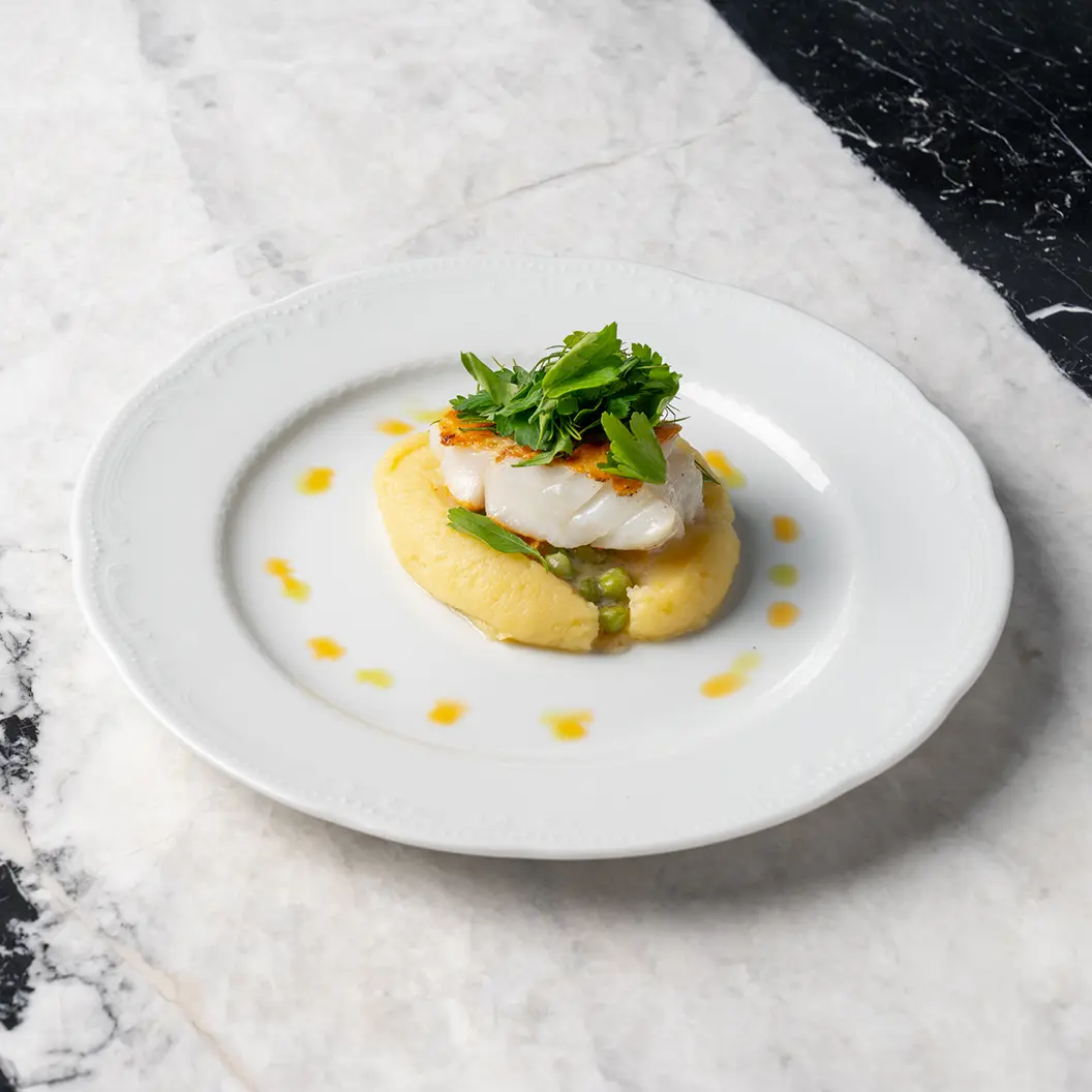 Пижоны: Треска с картофельным пюре и зелёным горошком