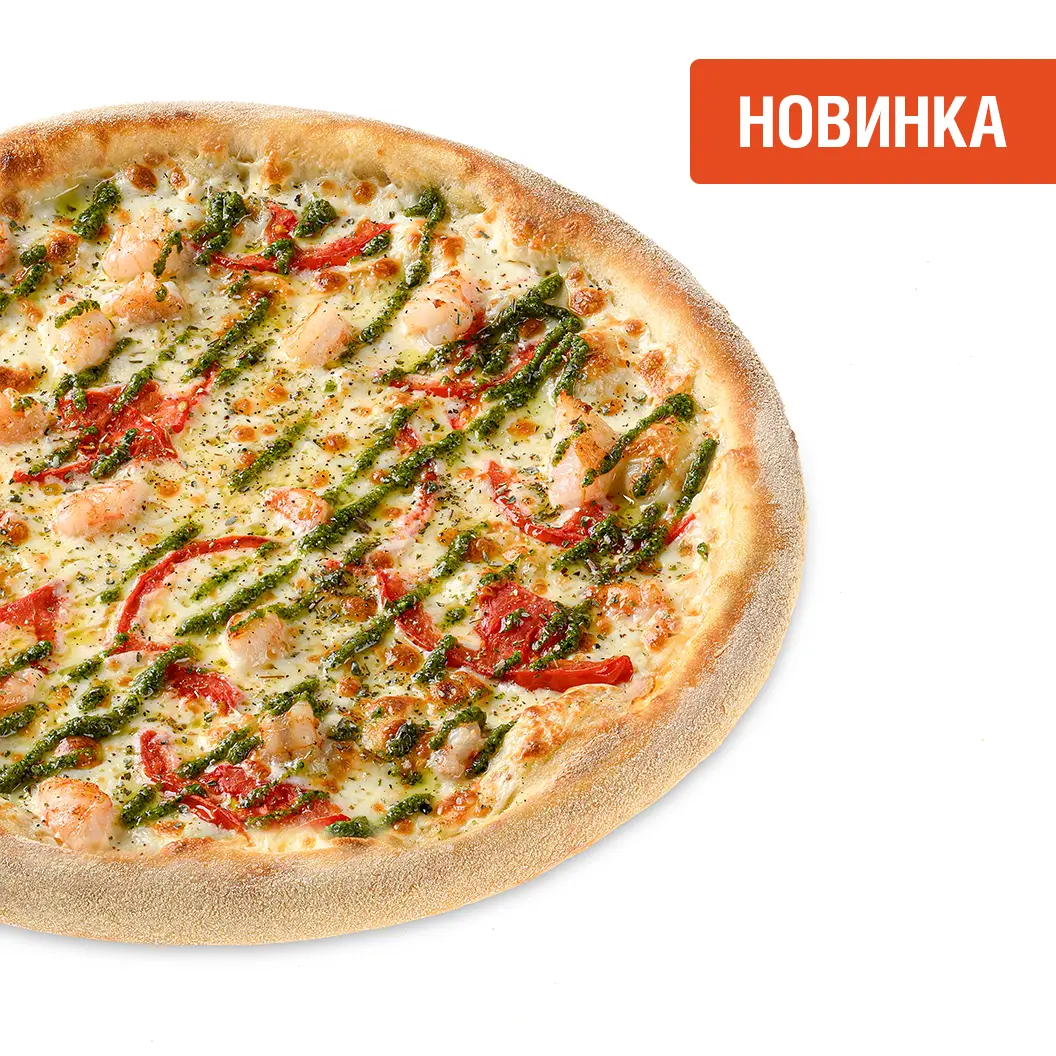 Мама Пицца: Креветки с соусом песто