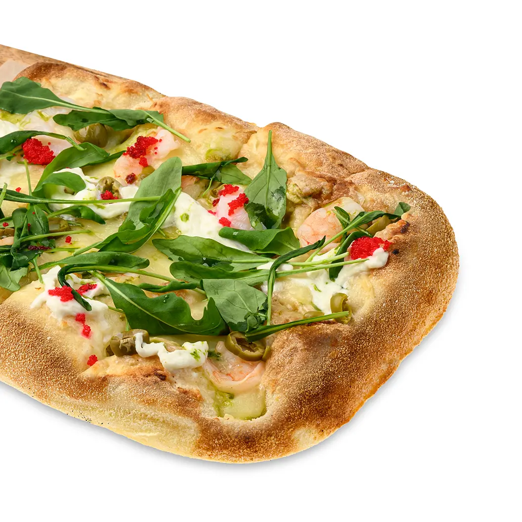 Мама Пицца: С креветками и страчателлой