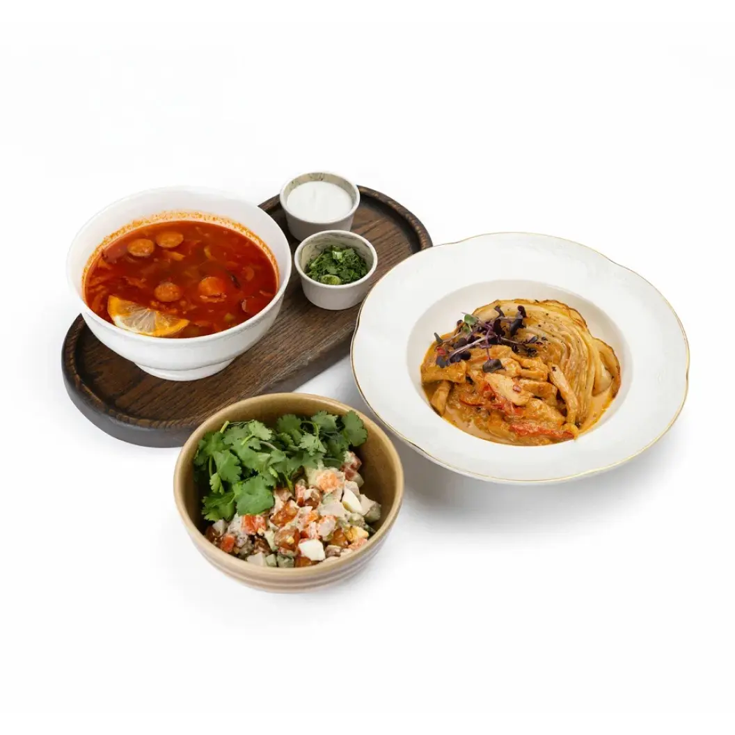 undefined: Комплексный ланч - салат, суп и горячее на выбор