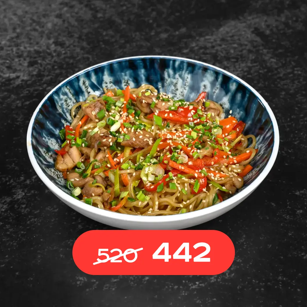 MINBO: Лапша с курицей и соусом терияки