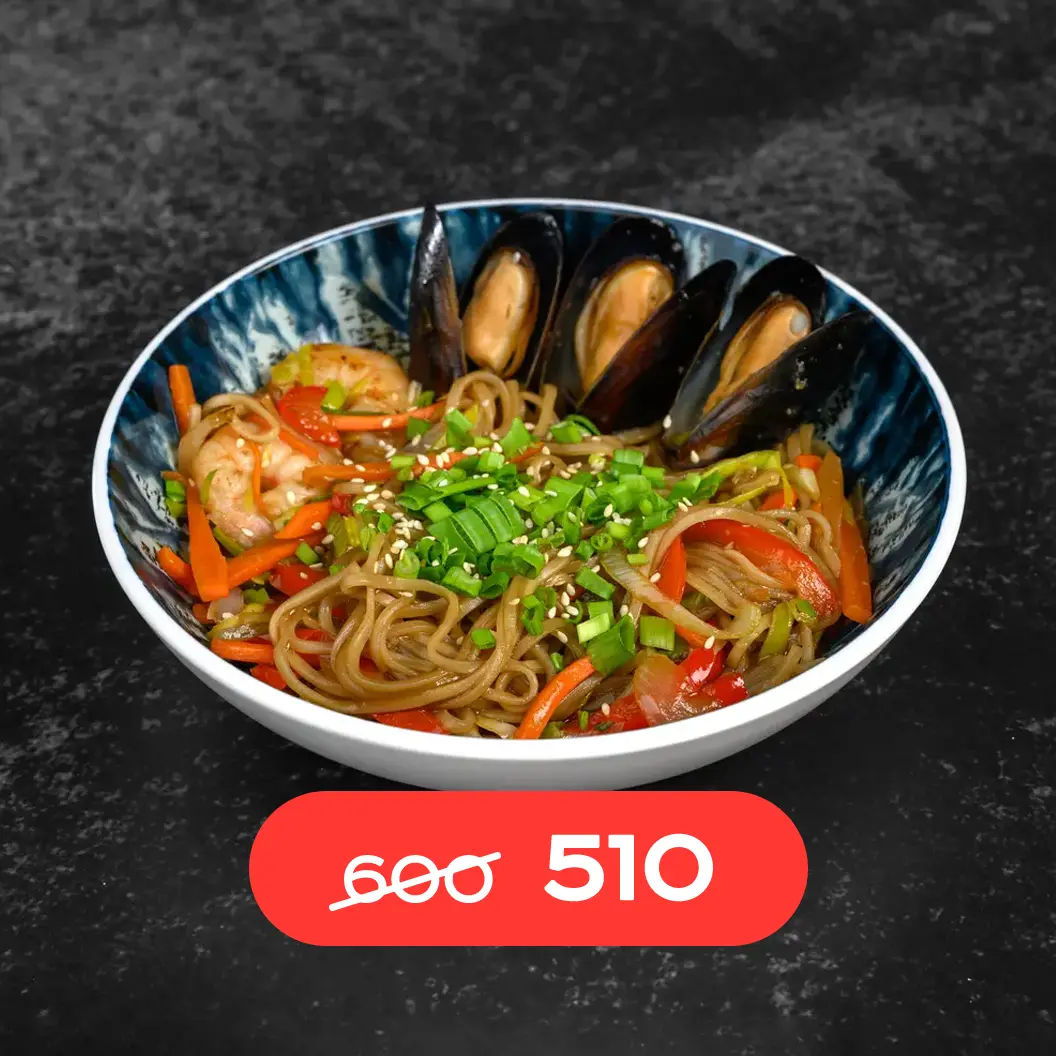 undefined: Лапша с морепродуктами и соусом унаги