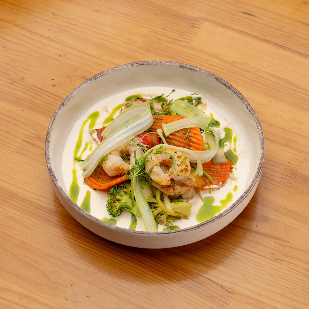 Луна и Черепаха: Креветки с овощами вок