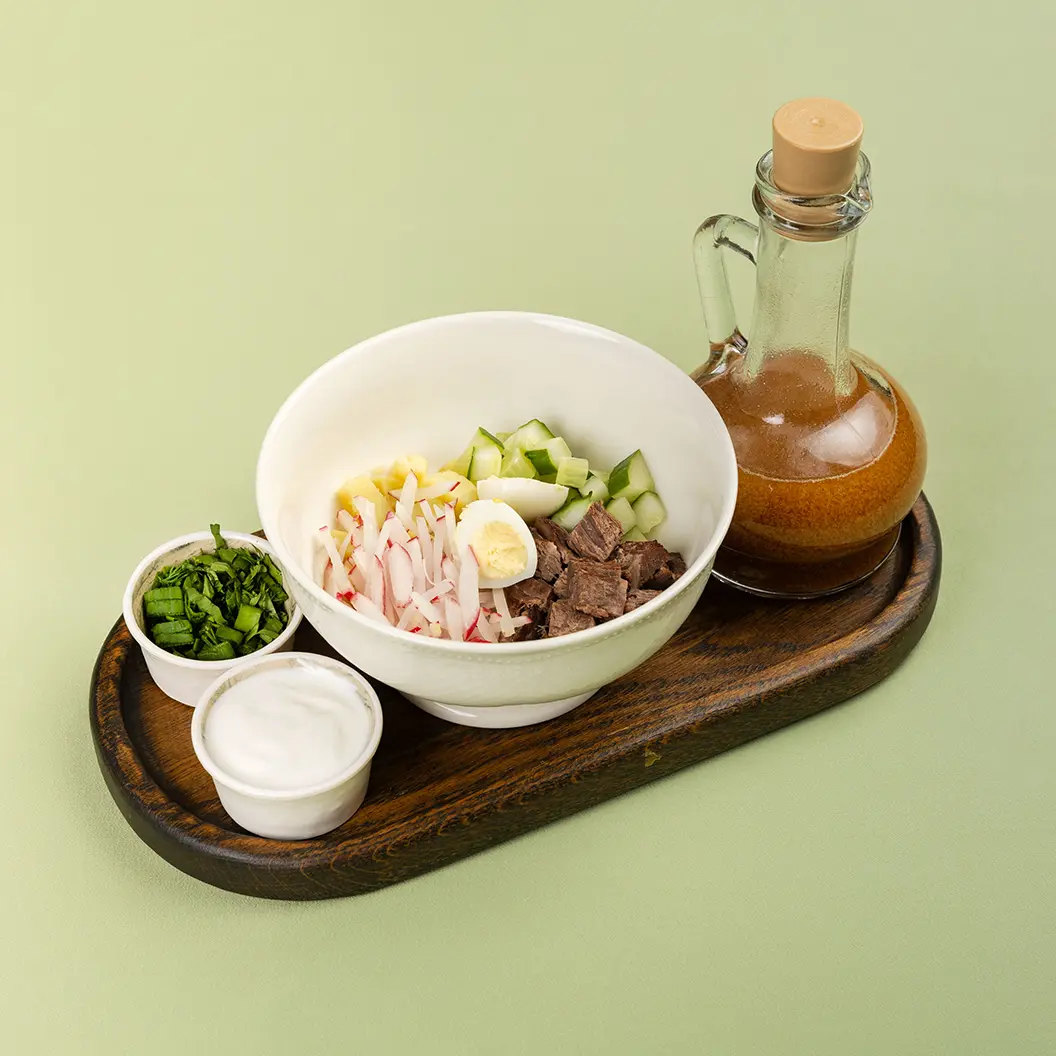 Нино играет в домино: Окрошка с говядиной на квасе