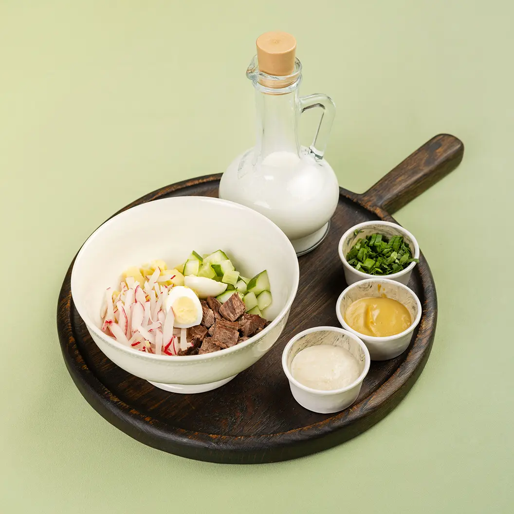 Нино играет в домино: Окрошка с говядиной на мацони