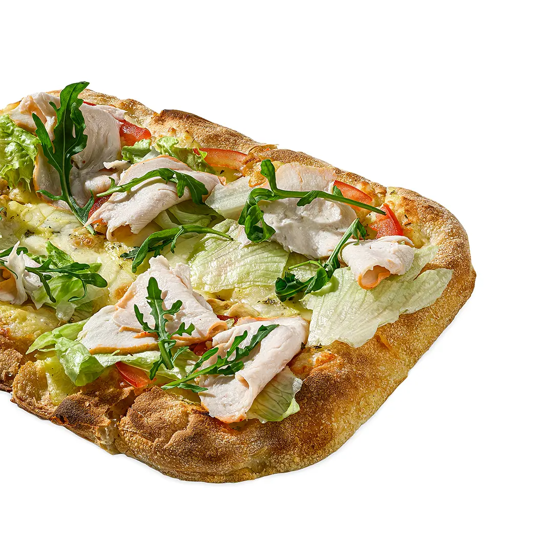 Мама Пицца: С куриным филе и лимонным соусом бешамель