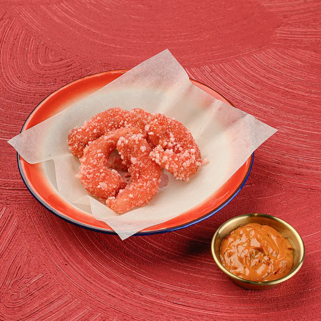 Игры Красных Тигров. Скоро открытие!: Креветки в рисовой панировке с соусом на выбор